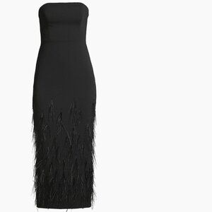 NEW Milly Shai Strapless Feather Midi-Dress